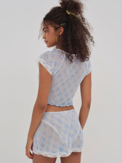 Dee Dee Daisy Tee Blue - For Love & Lemons