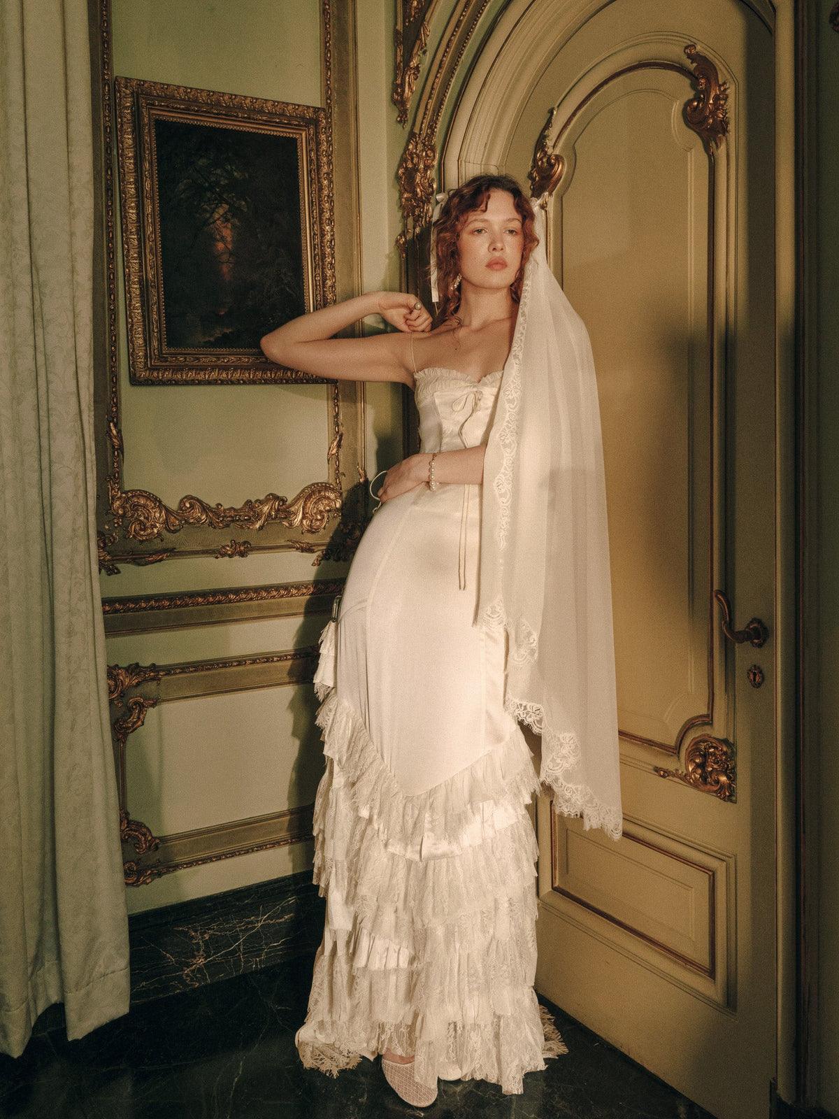 Vienna Ruffled Gown Cream - For Love & Lemons
