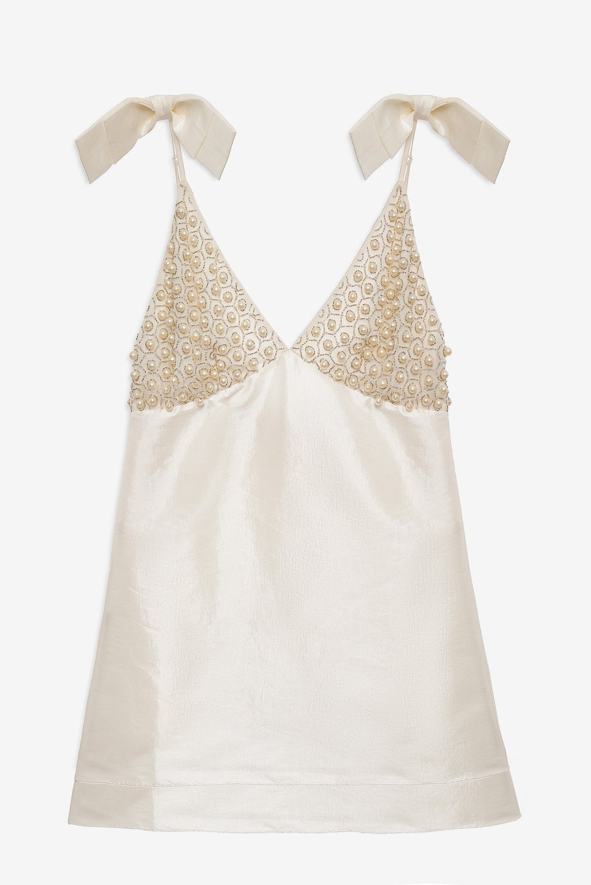 Pearly Bow Mini Dress White - For Love & Lemons