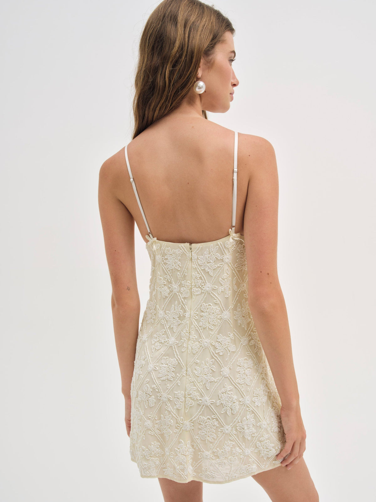 Bridget Beaded Mini Dress Cream - For Love & Lemons