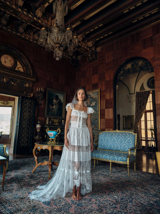 Annabelle Lace Gown Cream - For Love & Lemons