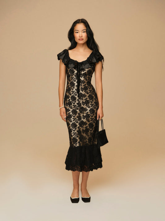 Isadore Midi Dress Black - For Love & Lemons