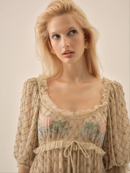 Spellbound Rose Mini Dress Pale Pink - For Love & Lemons