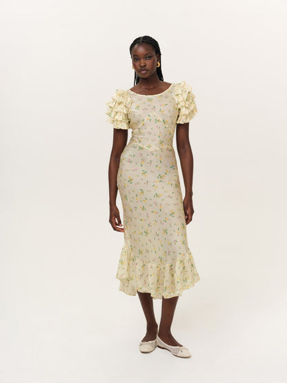 Liam Floral Maxi Dress Butter - For Love & Lemons