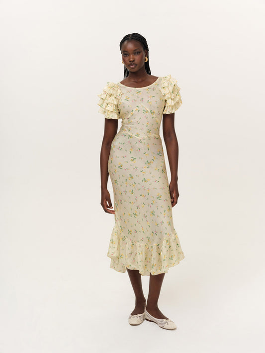 Liam Floral Maxi Dress Butter - For Love & Lemons
