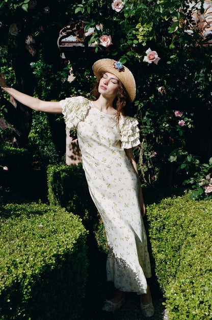 Liam Floral Maxi Dress Butter - For Love & Lemons