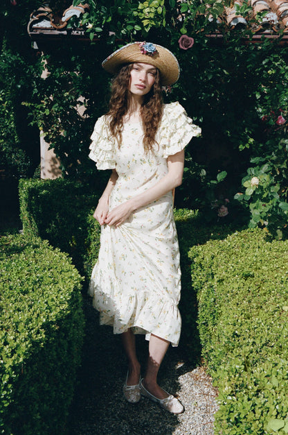 Liam Floral Maxi Dress Butter - For Love & Lemons