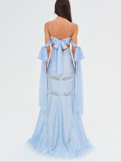 Rita Lace Gown Blue - For Love & Lemons