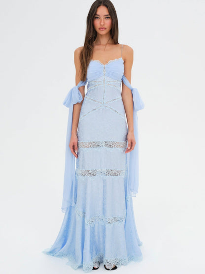 Rita Lace Gown Blue - For Love & Lemons