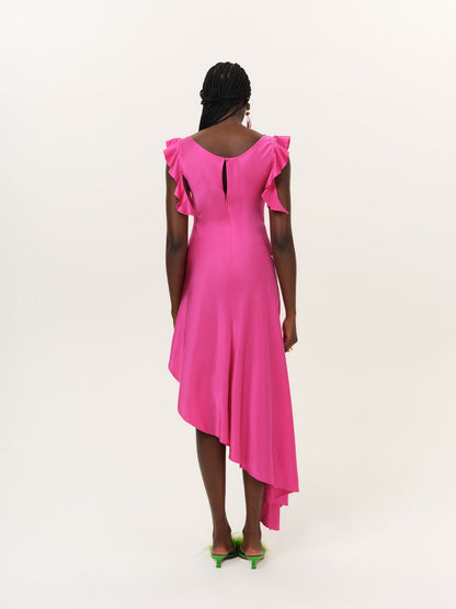Lani Asymmetrical Dress Fuchsia - For Love & Lemons
