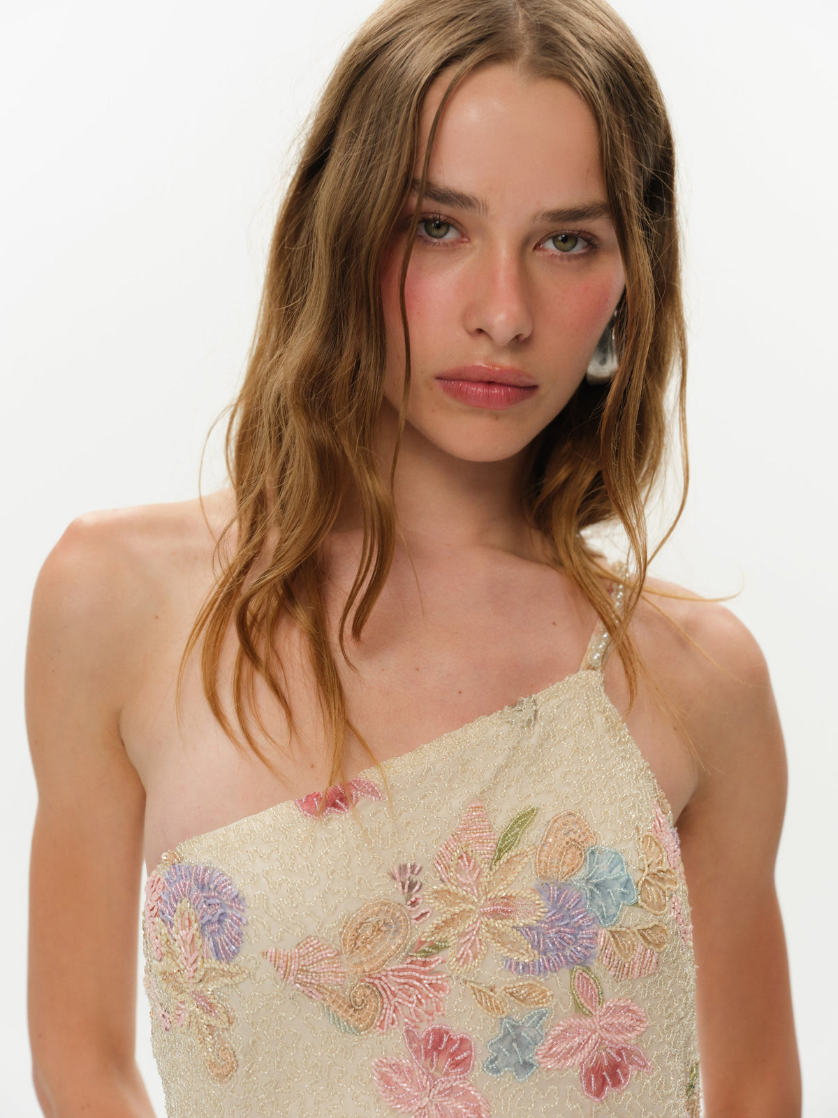 Lulu Shell Beaded Mini Dress Cream - For Love & Lemons