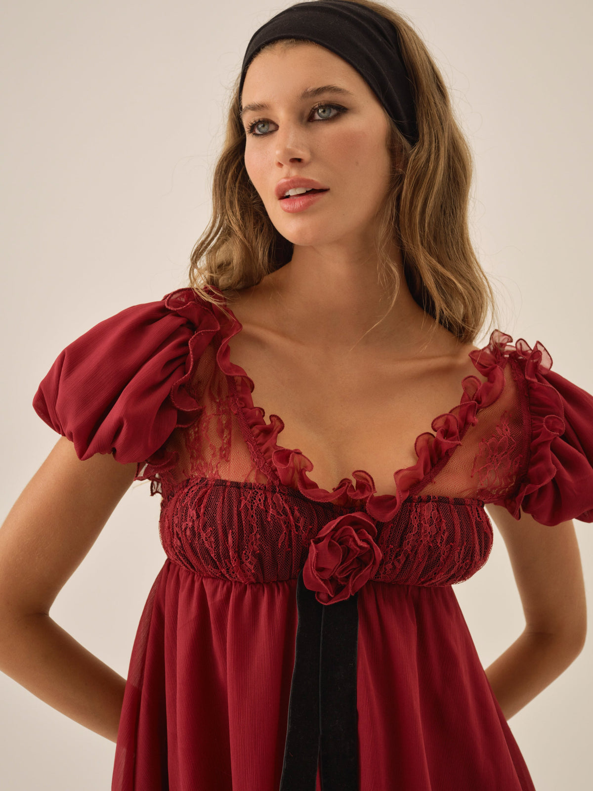 Claudine Chiffon Mini Dress Oxblood - For Love & Lemons