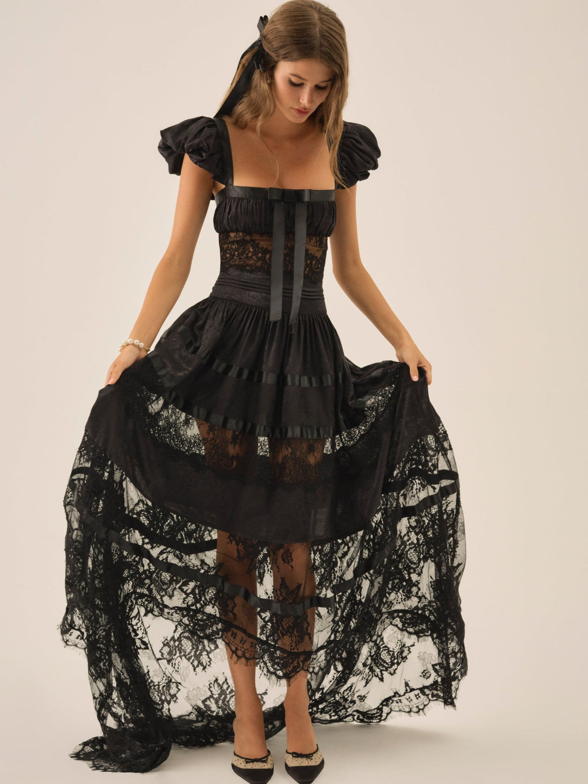 Annabelle Lace Gown Black - For Love & Lemons
