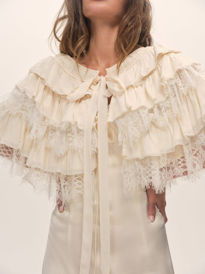 Vienna Ruffled Shawl Cream - For Love & Lemons