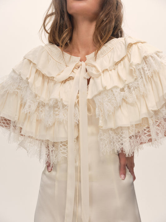 Vienna Ruffled Shawl Cream - For Love & Lemons