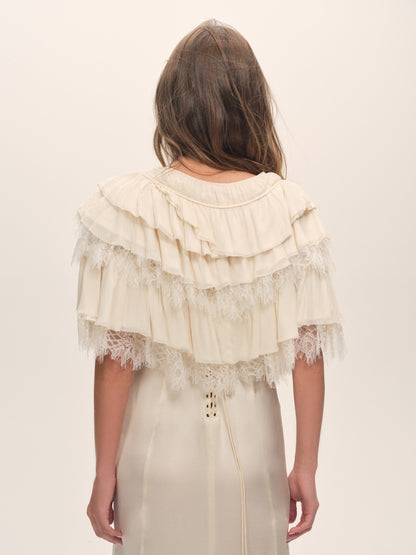 Vienna Ruffled Shawl Cream - For Love & Lemons