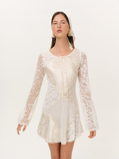 Bellamy Mini Dress Cream - For Love & Lemons