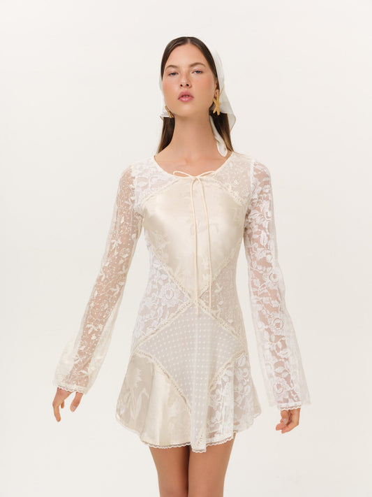 Bellamy Mini Dress Cream - For Love & Lemons