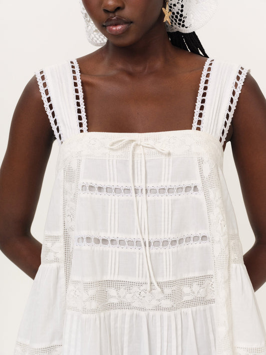 Breezy Mini Dress White - For Love & Lemons