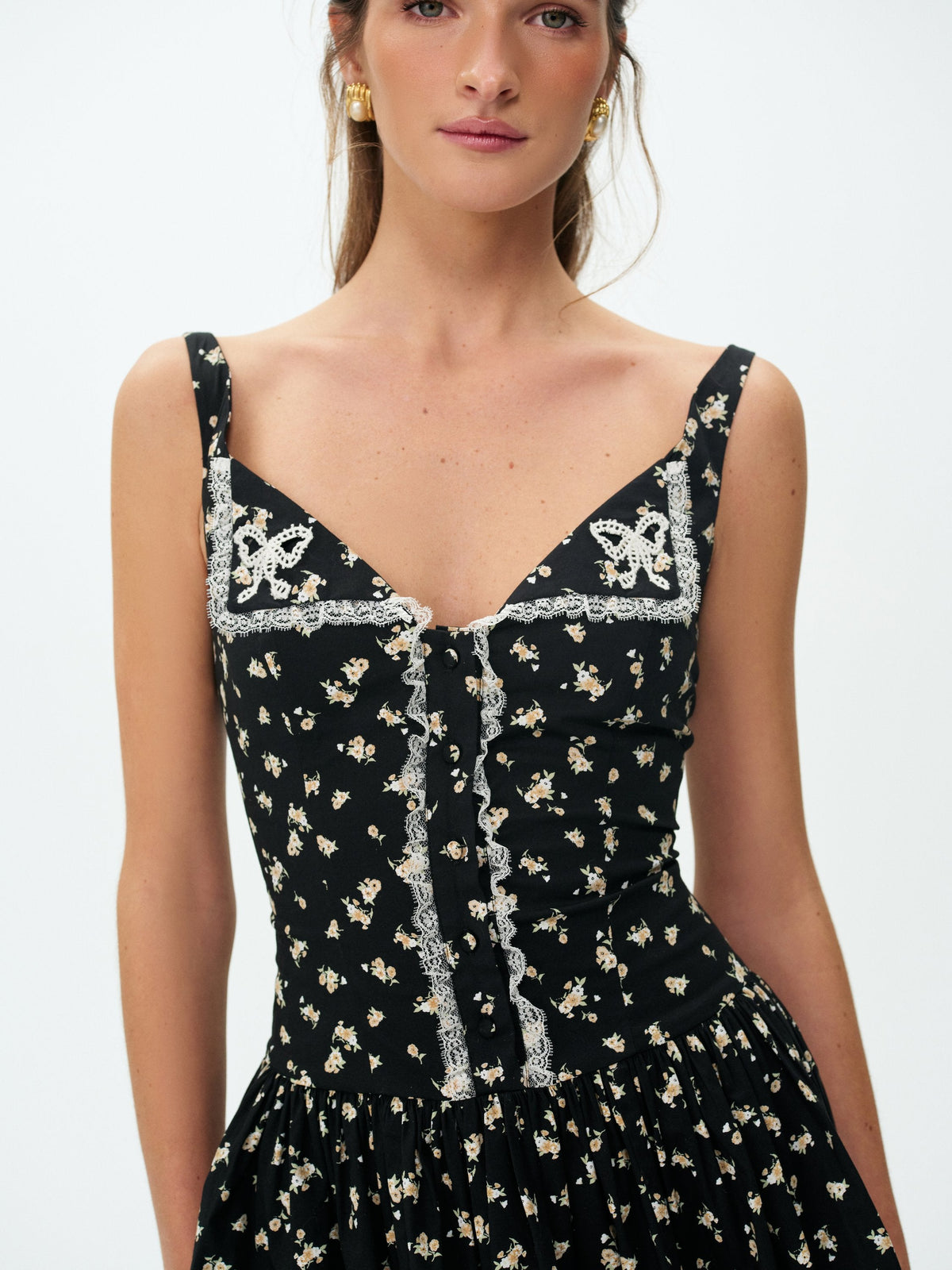 Western Wildflower Mini Dress Black - For Love & Lemons