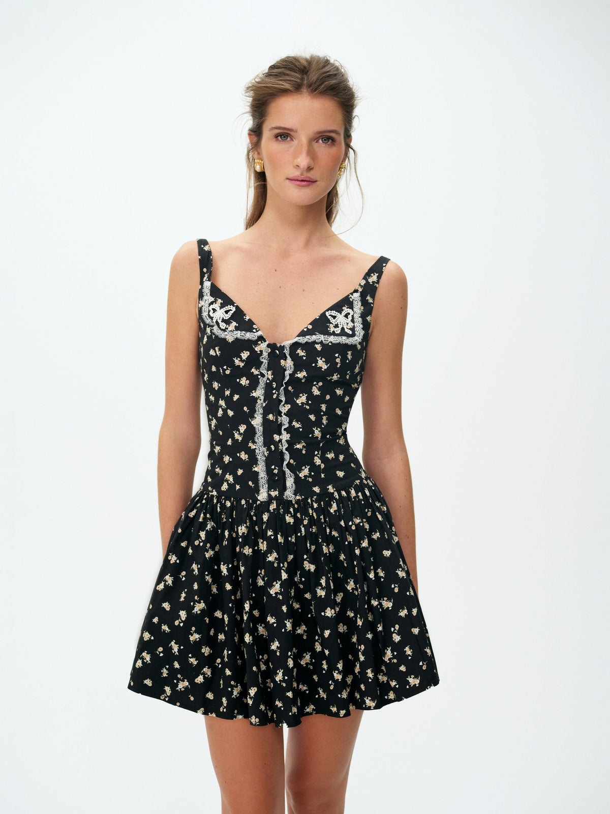 Western Wildflower Mini Dress Black - For Love & Lemons