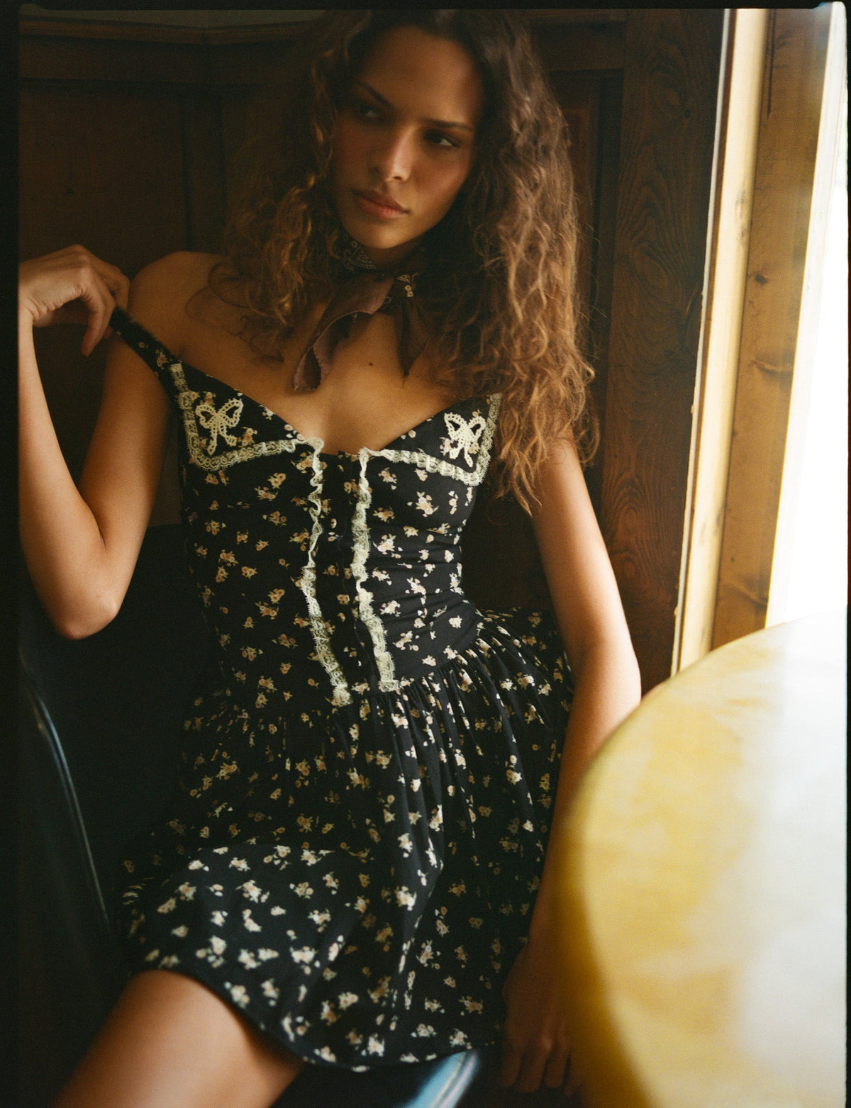 Western Wildflower Mini Dress Black - For Love & Lemons