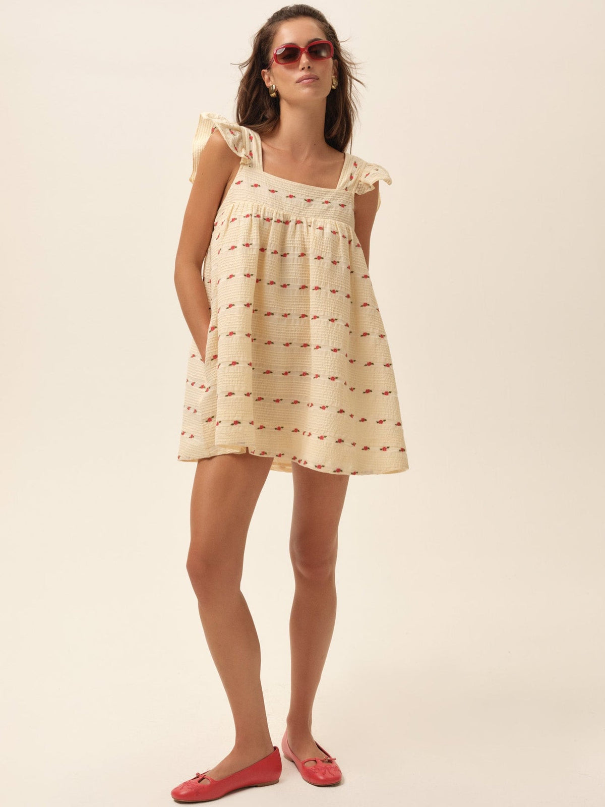 Aster Babydoll Mini Dress White - For Love & Lemons