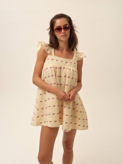 Aster Babydoll Mini Dress White - For Love & Lemons