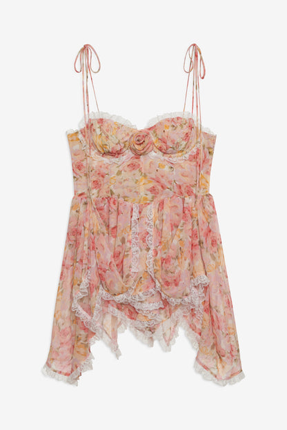 Elea Asymmetrical Mini Dress Peach - For Love & Lemons
