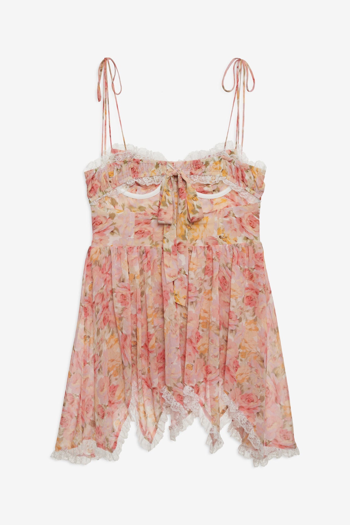 Elea Asymmetrical Mini Dress Peach - For Love & Lemons