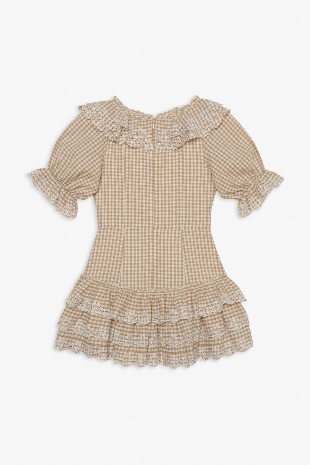 Bradford Gingham Mini Dress Tan - For Love & Lemons