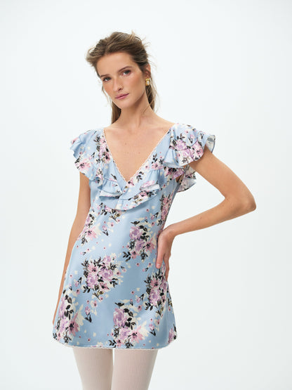 Magnolia Mini Dress Blue - For Love & Lemons