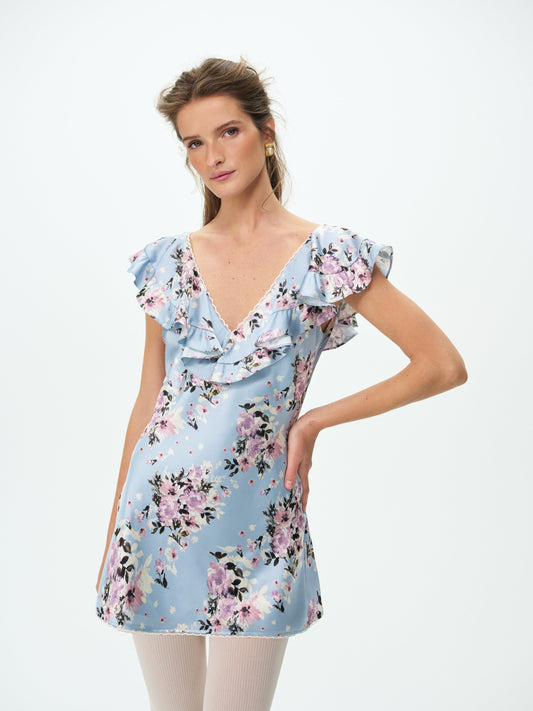 Magnolia Mini Dress Blue - For Love & Lemons