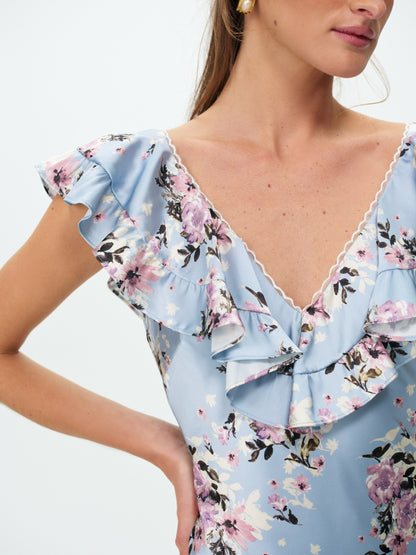 Magnolia Mini Dress Blue - For Love & Lemons