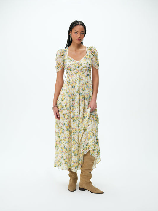 Marigold Maxi Dress Yellow Blue - For Love & Lemons