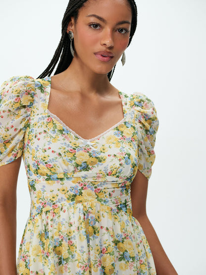 Marigold Maxi Dress Yellow Blue - For Love & Lemons