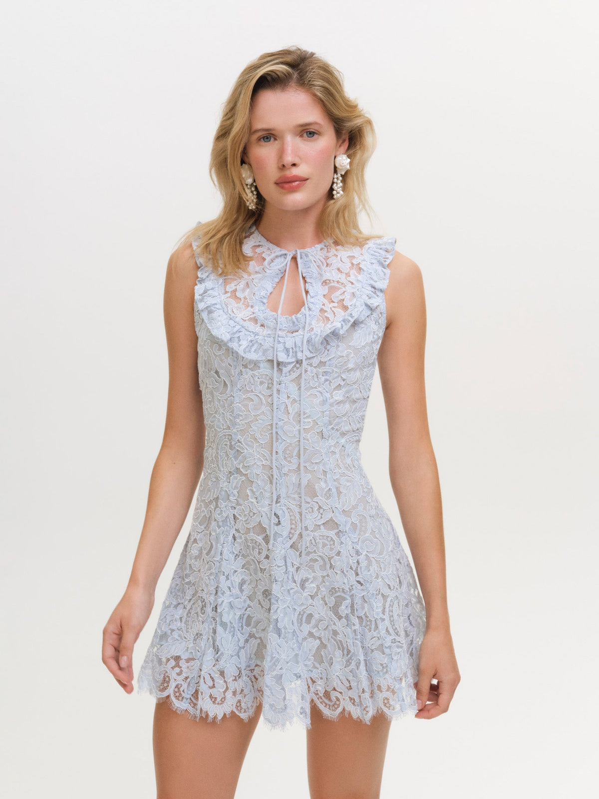 Locket Keyhole Mini Dress Baby Blue - For Love & Lemons