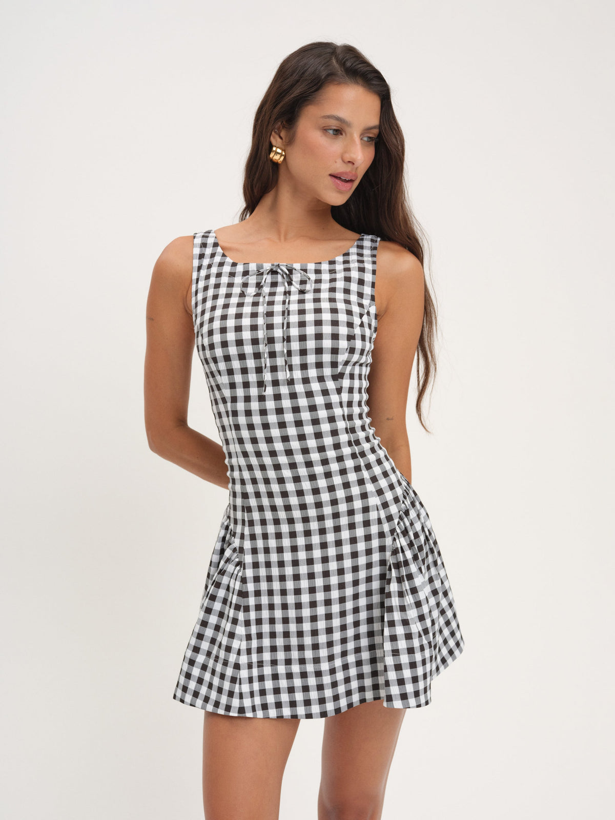 Scotch Bonnet Gingham Mini Dress Black - For Love & Lemons