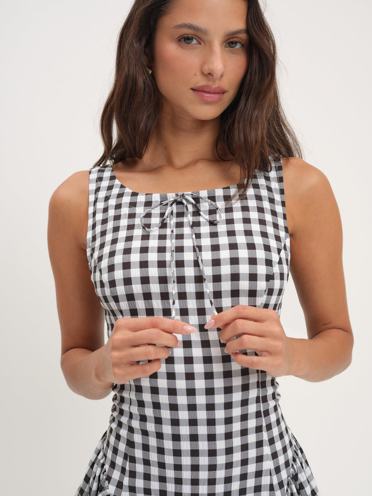 Scotch Bonnet Gingham Mini Dress Black - For Love & Lemons