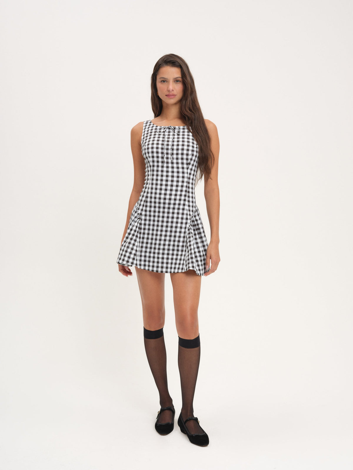 Scotch Bonnet Gingham Mini Dress Black - For Love & Lemons
