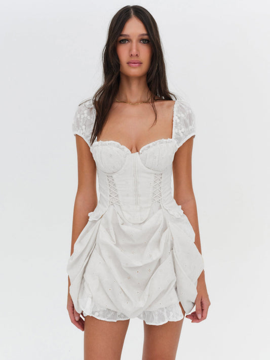 Morgan Mini Dress Bright White - For Love & Lemons