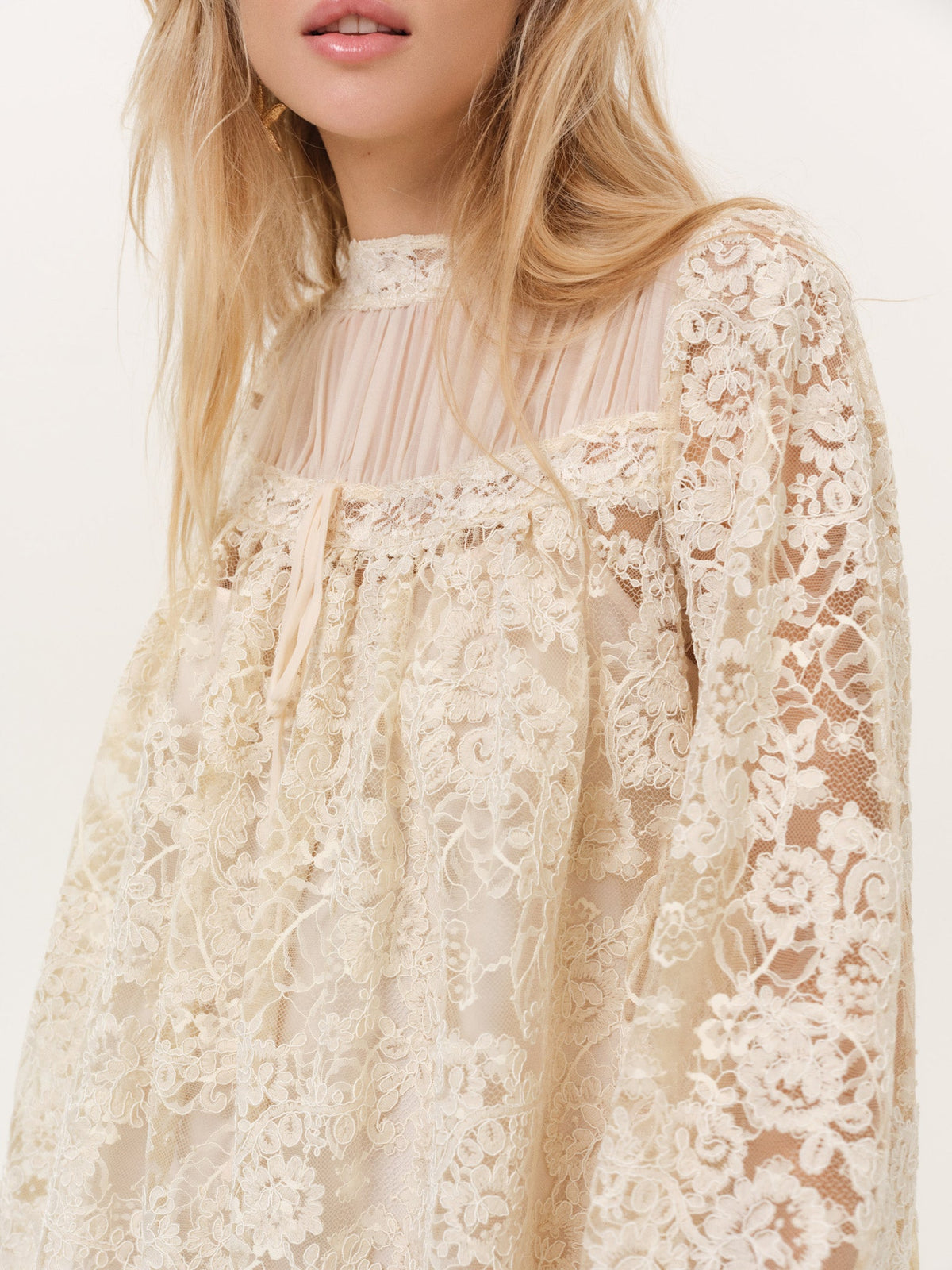 Kaia Corded Mini Dress Cream - For Love & Lemons