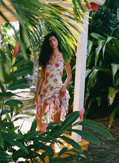 Sunrise Lily Beaded Mini Dress Cream - For Love & Lemons