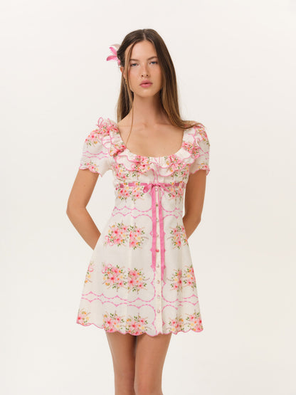 Scarlett Mini Dress Cream - For Love & Lemons