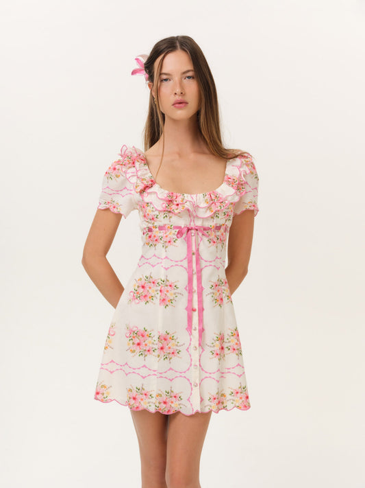 Scarlett Mini Dress Cream - For Love & Lemons
