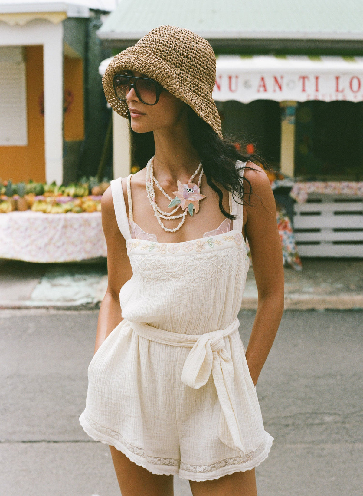 Leah Romper Cream - For Love & Lemons