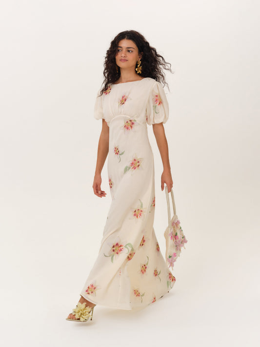 Sunrise Lily Maxi Dress Cream Peach - For Love & Lemons