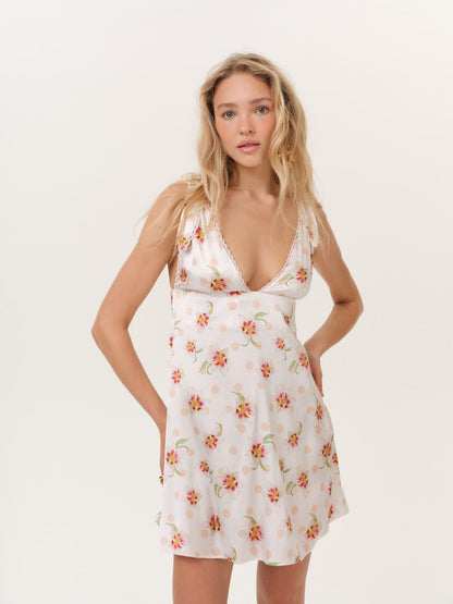 Sunrise Lily Mini Dress Cream Peach - For Love & Lemons