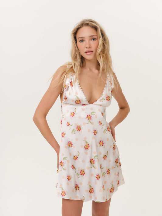 Sunrise Lily Mini Dress Cream Peach - For Love & Lemons