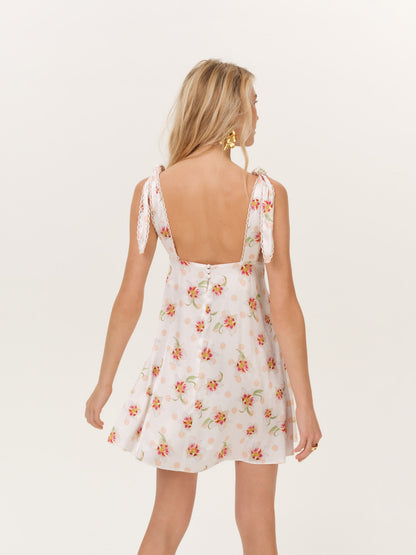 Sunrise Lily Mini Dress Cream Peach - For Love & Lemons